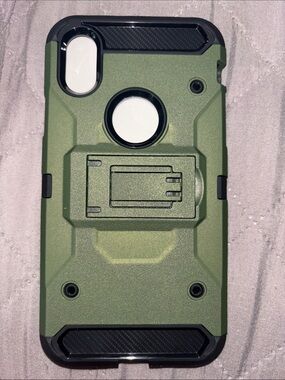 iPhone X Rugged Dark Green Protective Phone Case with Kickstand (NWT)